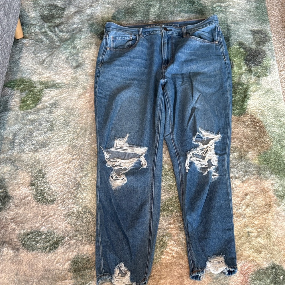AE Distressed Mom Jeans